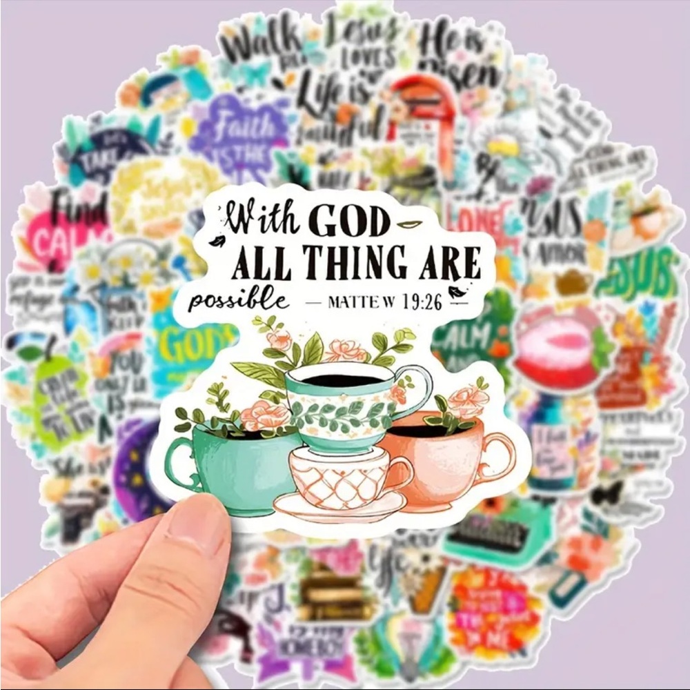 Set of 50 Floral and Butterfly Inspirational Bible Quote Stickers - Picture 2 of 9